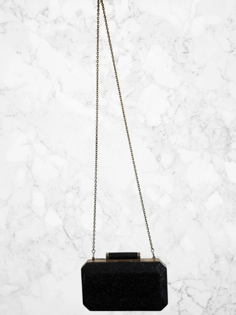 Elegant Black Glitter Chain Clutch Macys